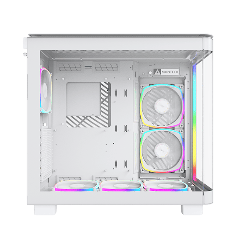 Montech King 95 Pro Curved Glass 6x ARGB +HUB Midi Tower Valkoinen
