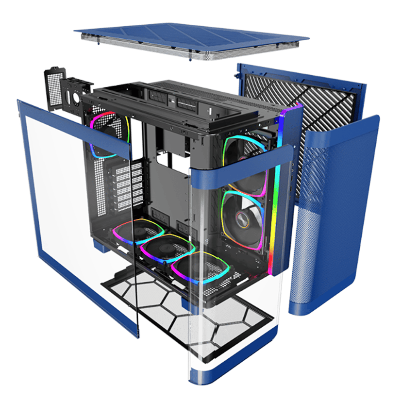 Montech King 95 Pro Curved Glass 6x ARGB +HUB Midi Tower Sininen