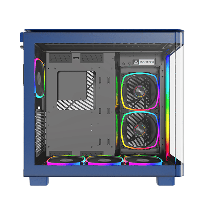 Montech King 95 Pro Curved Glass 6x ARGB +HUB Midi Tower Blå