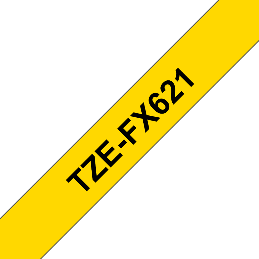 Brother Tape 9mm TZe-FX621 Svart/Gul Fleksibel
