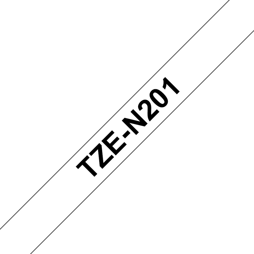 Brother Tape 3.5mm TZe-N201 Svart/hvit Ikke-laminert