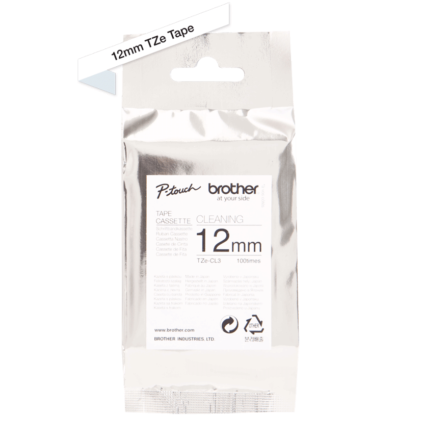 Brother Teippi TZe-CL3 12mm Puhdistaminen