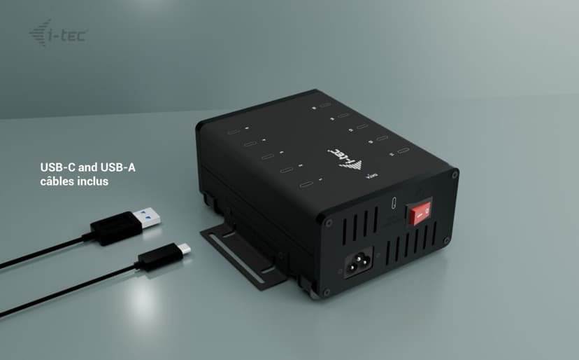 I-Tec USB-C x10 Charging 15W/Port + data HUB Svart