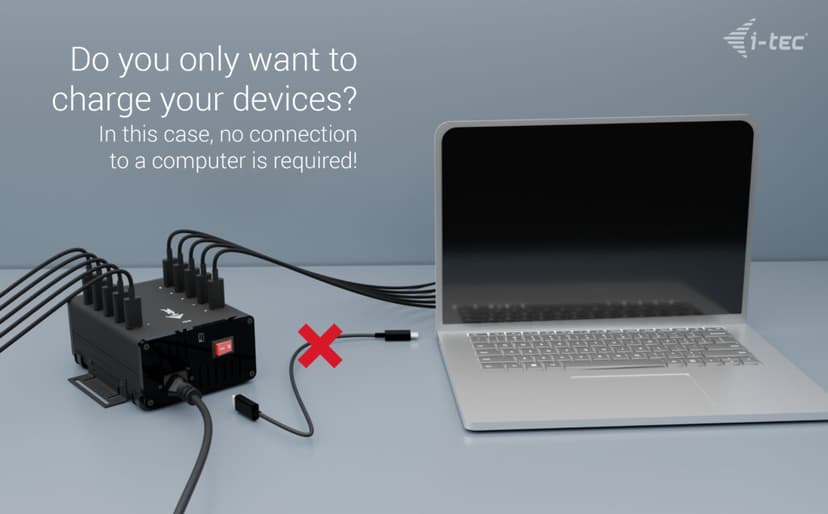 I-Tec USB-C x10 Charging 15W/Port + data HUB Sort