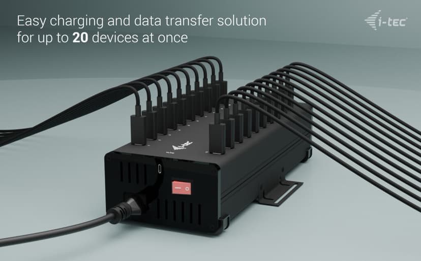 I-Tec USB-C x20 Charging 15W/Port + data HUB Sort