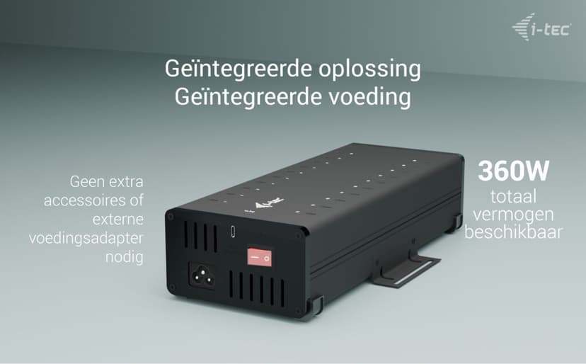 I-Tec USB-C x20 Charging 15W/Port + data HUB Zwart