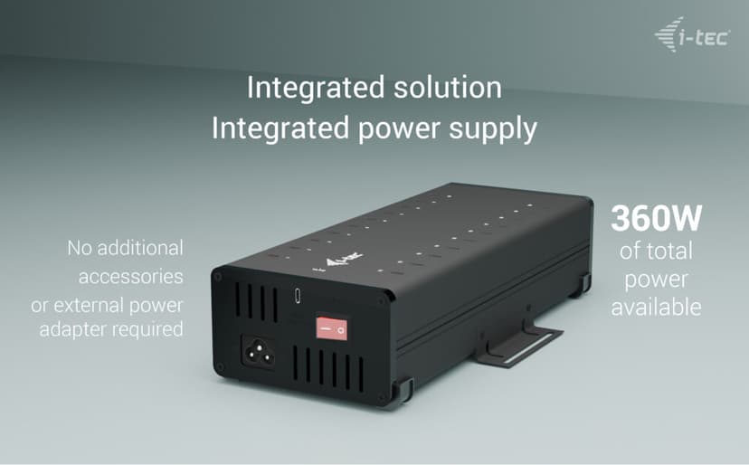 I-Tec USB-C x20 Charging 15W/Port + data HUB Musta