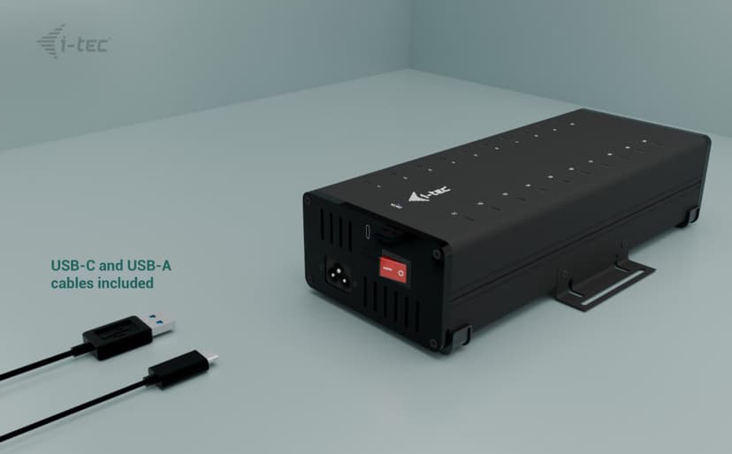 I-Tec USB-C x20 Charging 15W/Port + data HUB Musta