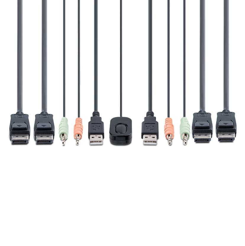 Startech 2-porttinen Dual-Display DisplayPort KVM-kytkin 4K integroidulla 1,5 metrin kaapelilla varustettuna