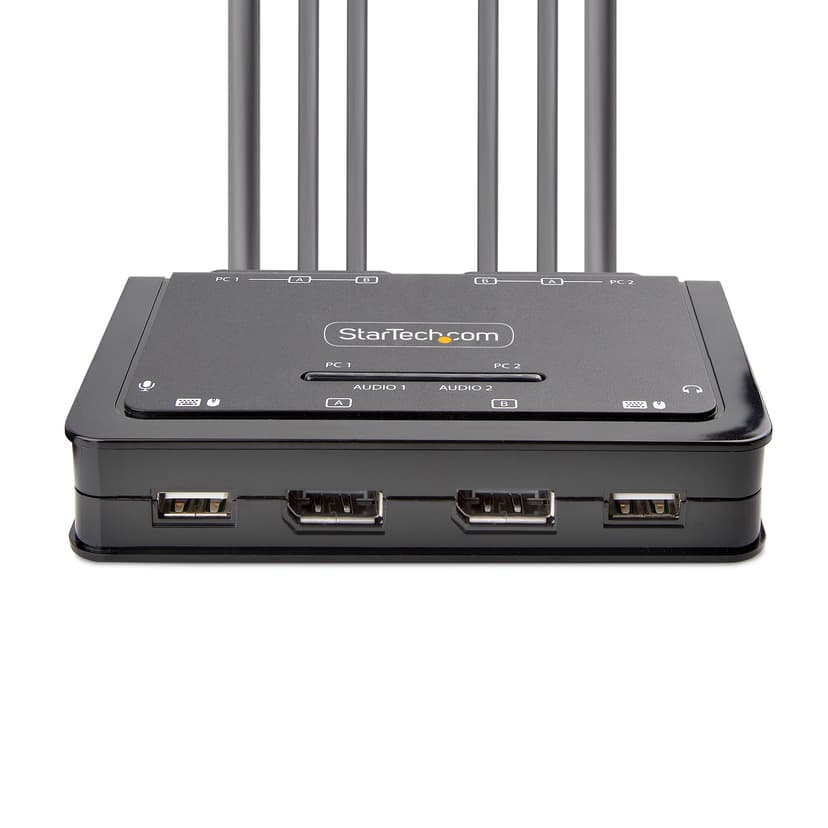 Startech 2-portars Dual-Display Displayport KVM-switch 4K och integrerade 1,5 m kablar