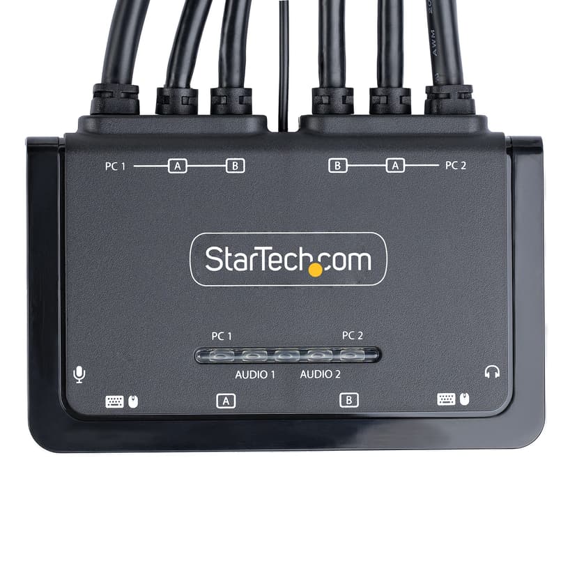 Startech 2-portars Dual-Display Displayport KVM-switch 4K och integrerade 1,5 m kablar