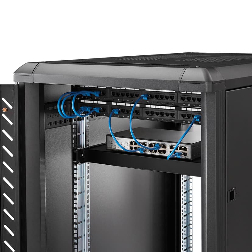 Startech 19" 1U rackhylle justerbar 19,5-38" 150 kg svart