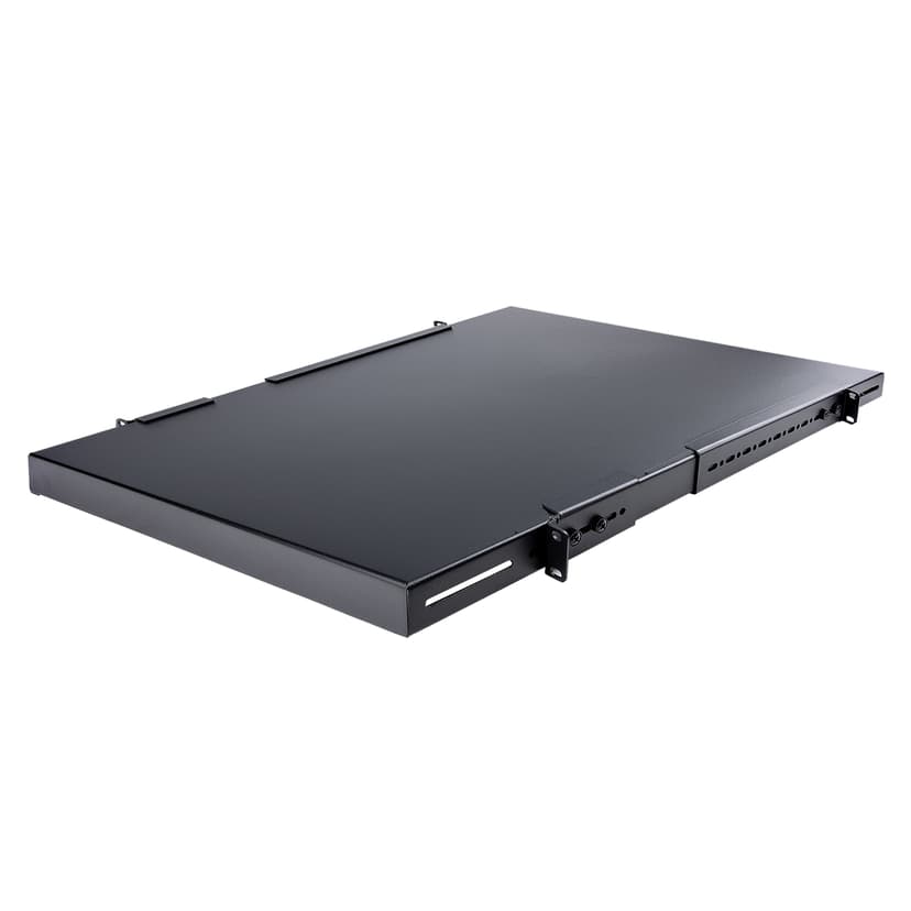 Startech 19" 1U telinehylly Säädettävä 19.5-38" 150kg Musta