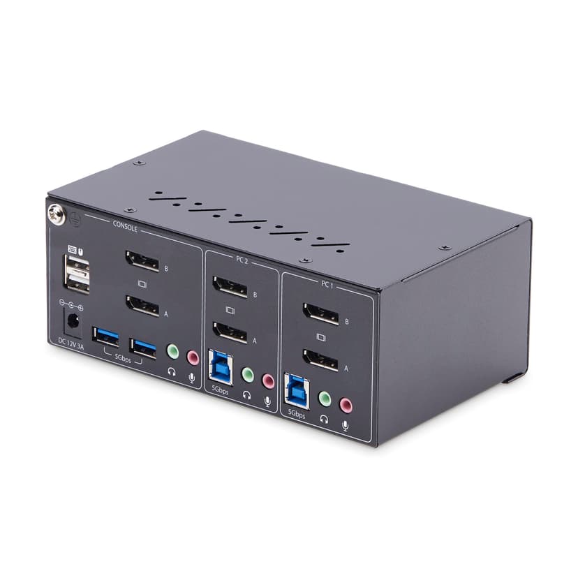 Startech 2-Porter Dual-Display Displayport KVM-bryter 4K med USB og Audio