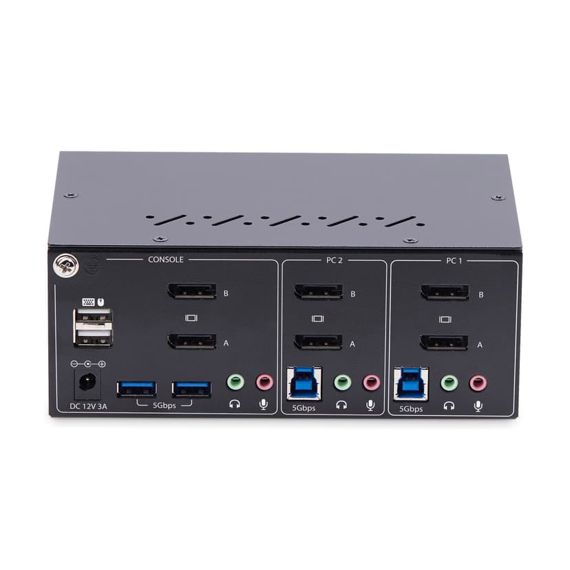 Startech 2-Port Dual-Display DisplayPort KVM Switch 4K med USB og Audio