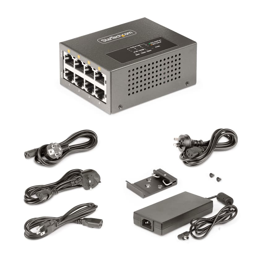 Startech 4-Port 5G PoE++ Injector 160W Wall/DIN Rail Mount