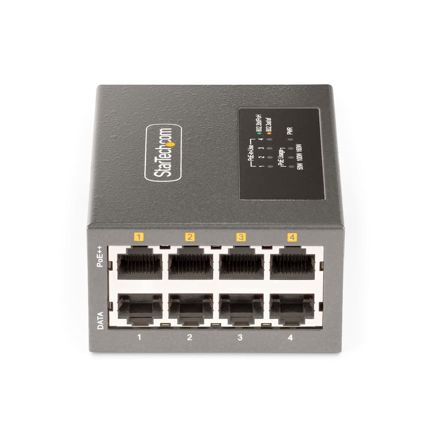 Startech 4-Port 5G PoE++ Injector 160W Wall/DIN Rail Mount