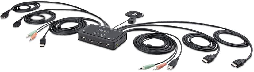 Startech 2-portars Dual-Display HDMI KVM-switch 4K och integrerade 1,5 m kablar
