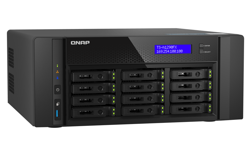 QNAP TS-h1290FX NAS Tower EPYC 7302P 128 GB DDR4 0 TB QuTS hero Svart