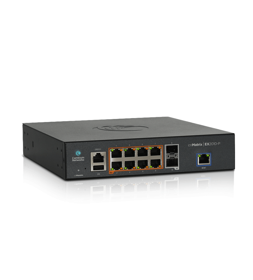 Cambium Networks cnMatrix EX2010-P hanterad L2/L3 Gigabit Ethernet (10/100/1000) Strömförsörjning via Ethernet (PoE) stöd 1U Svart