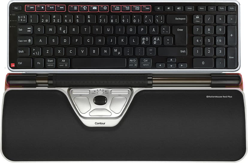 Contour Design RollerMouse Red Plus + Balance Keyboard Nordisk