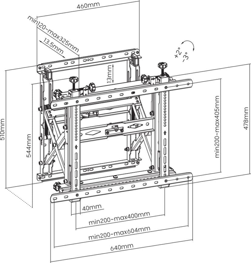 Prokord Public Video Wall Mount Push
