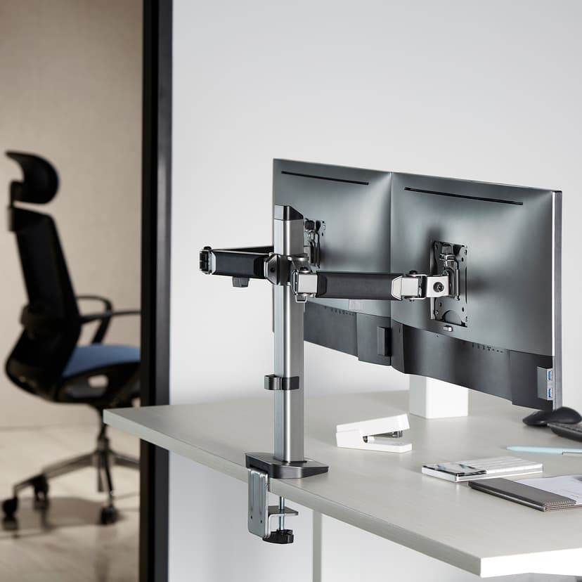 ACT Monitor Desk Stand 2 Screens Silver