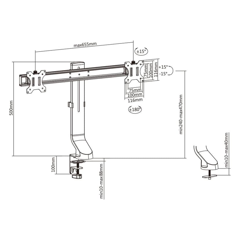 ACT Monitor Desk Mount with Crossbar