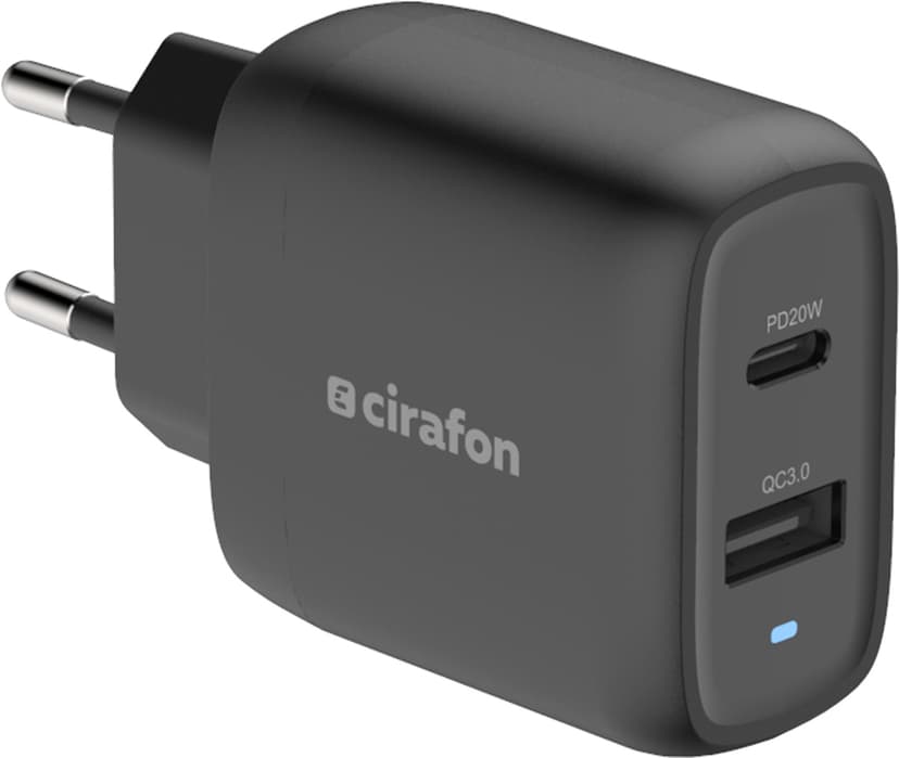 Cirafon Wall Charger 20W PD/QC 3.0 Sort