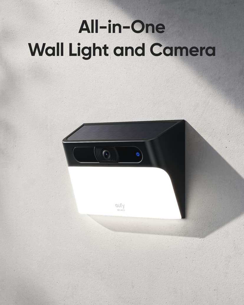 Eufy S120 IP-Beveiligingscamera Zonnepaneel Met Licht Voor Buiten 2K Muur