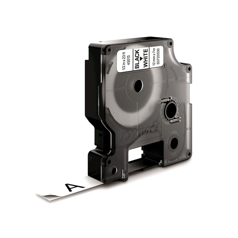 Dymo Tape D1 12mm Svart/Hvit