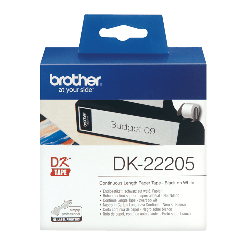 Brother Etiketter i fortløbende papir 62 mm 30,5 m hvid