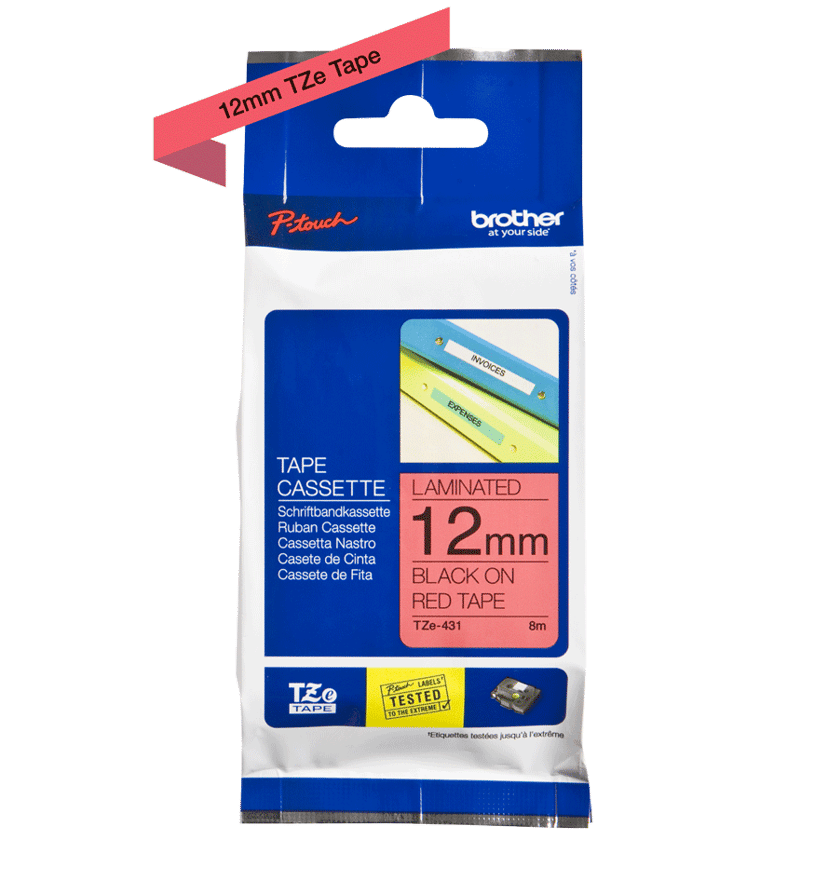 Brother Tape 12mm TZe-431 Sort/Rød