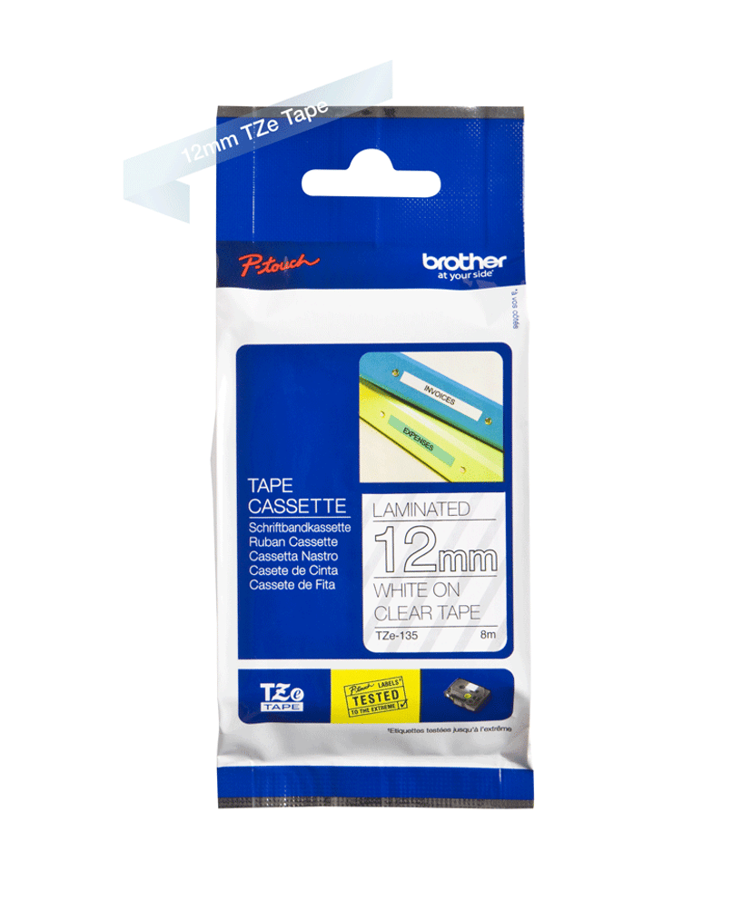 Brother Tape 12mm TZe-135 Vit/Transparent