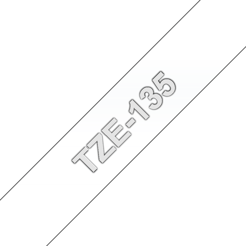 Brother Tape 12mm TZe-135 Hvit/Gjennomsiktig
