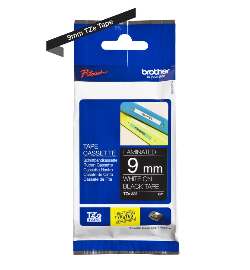 Brother Tape 9mm TZe-325 Valkoinen/Musta