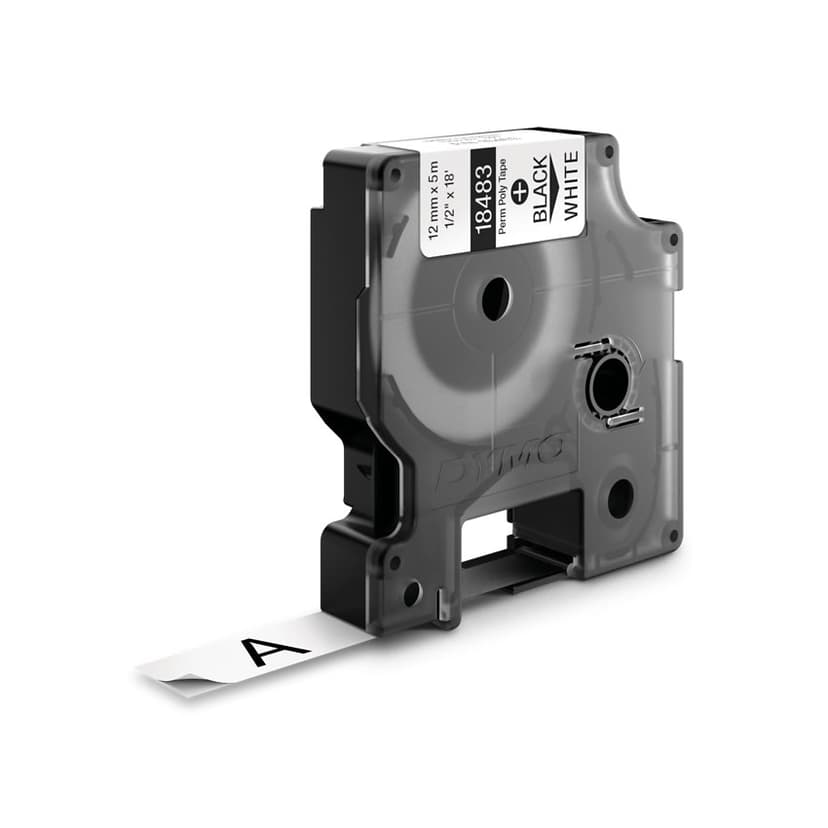 Dymo Tape RhinoPRO Pysyvä Polyesteri 12mm Musta/Valkoinen