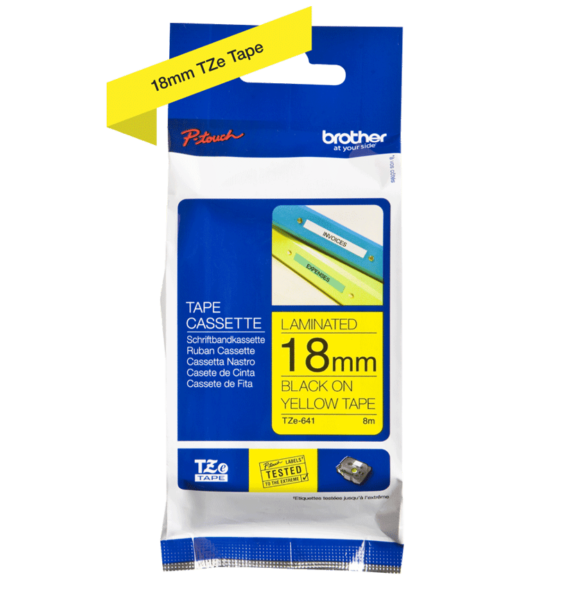 Brother Tape 18mm TZe-641 Zwart/Geel