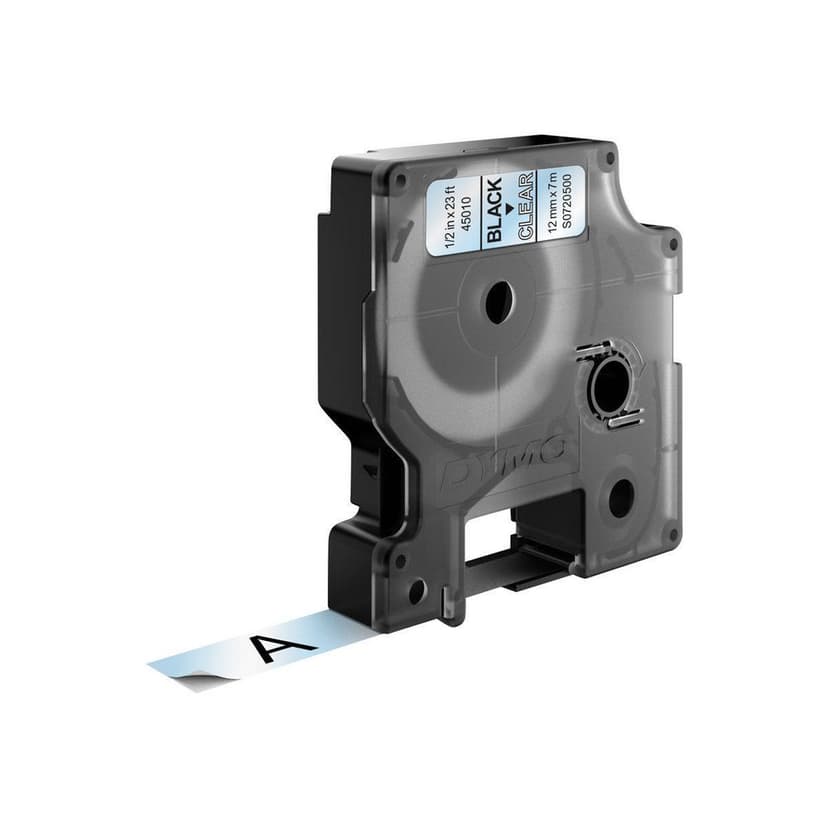 Dymo Tape D1 12mm Svart/Gjennomsiktig