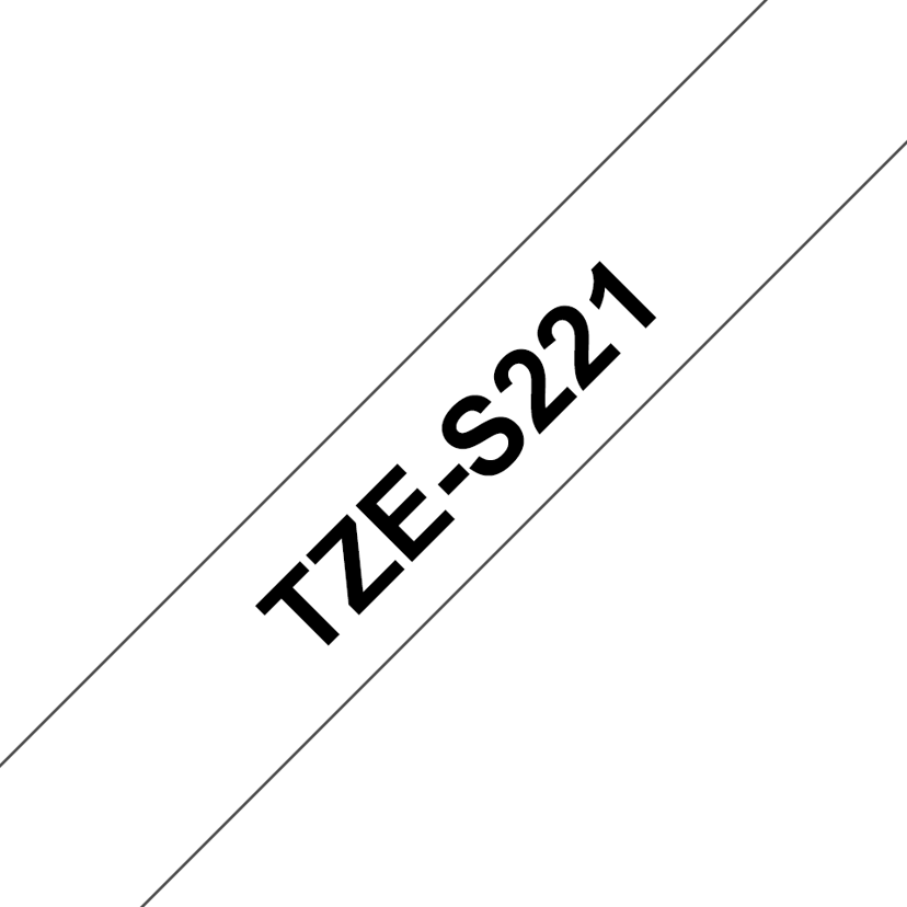 Brother Tape 9mm TZe-S221 Svart/Hvit Ekstra Sterk
