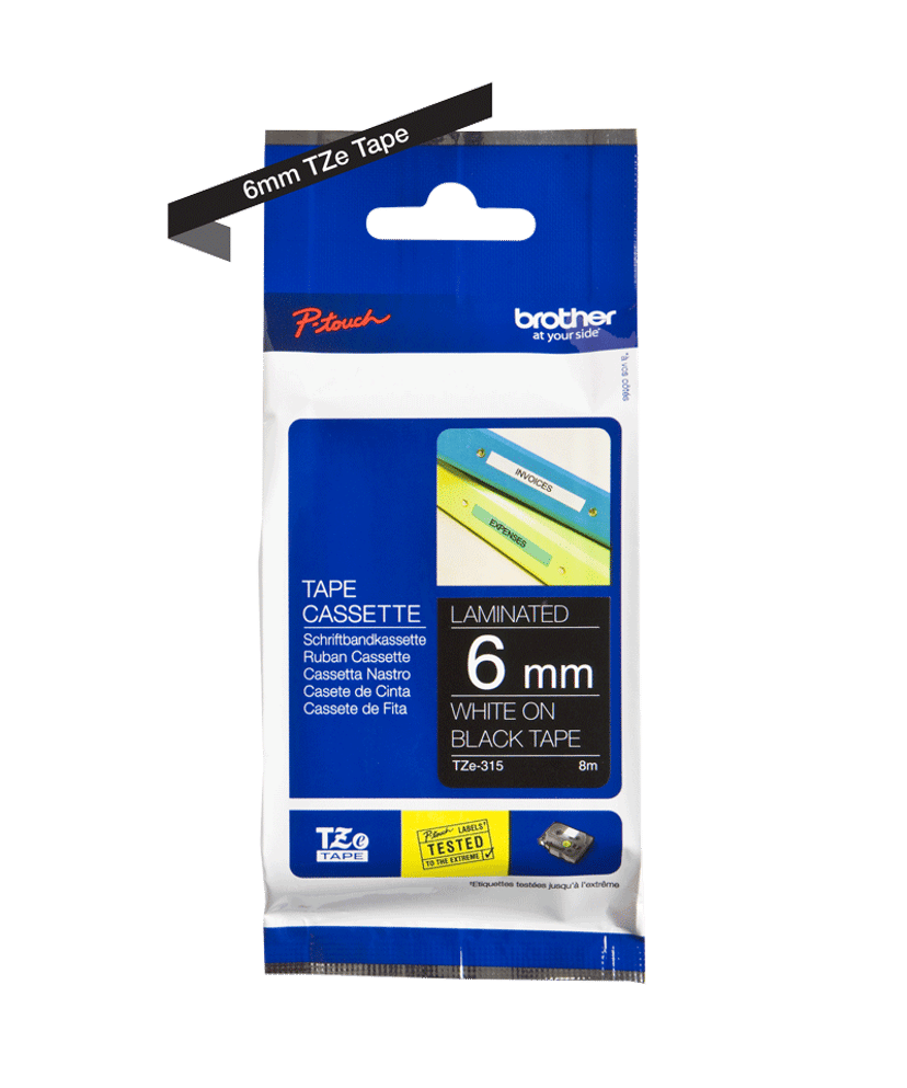 Brother Tape 6mm TZe-315 Vit/Svart