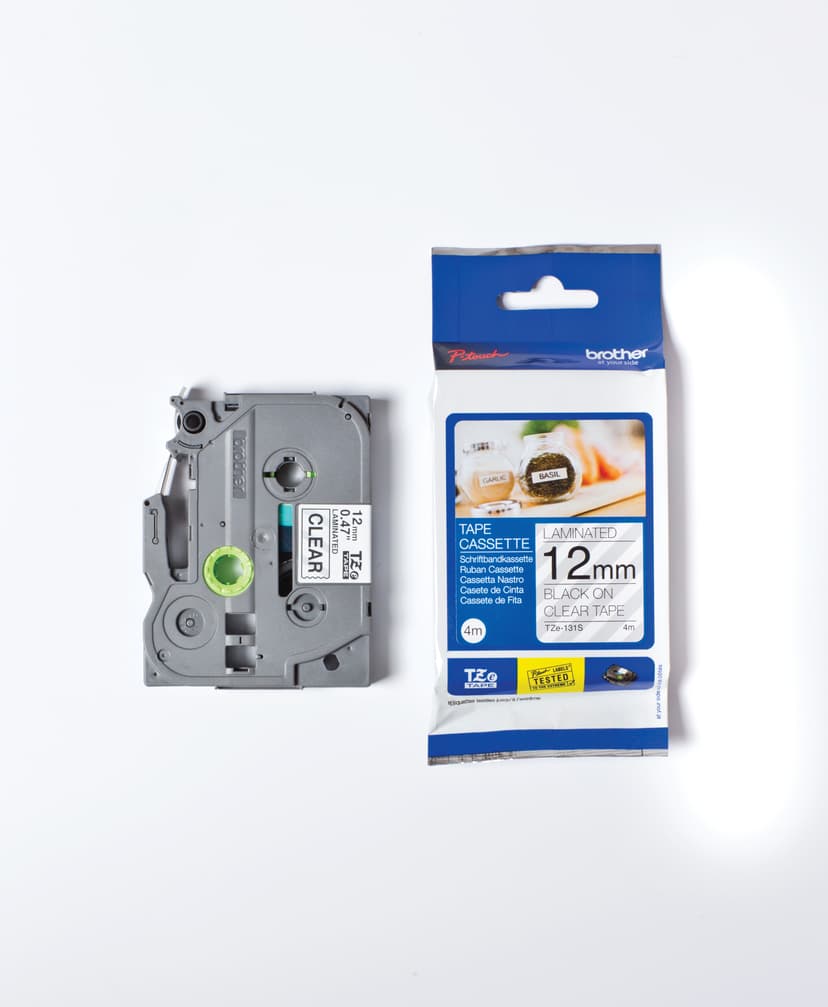 Brother Tape 12mm TZe-131 Svart/Gjennomsiktig