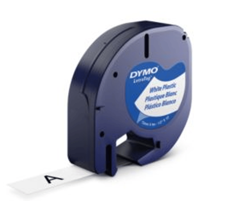Dymo Tape LetraTag 12mm Plast Hvit