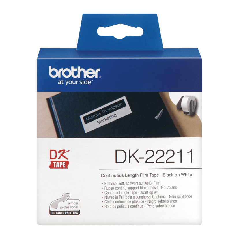 Brother Etiketter Kontinuerlig plast 29mm 15,24m Vit