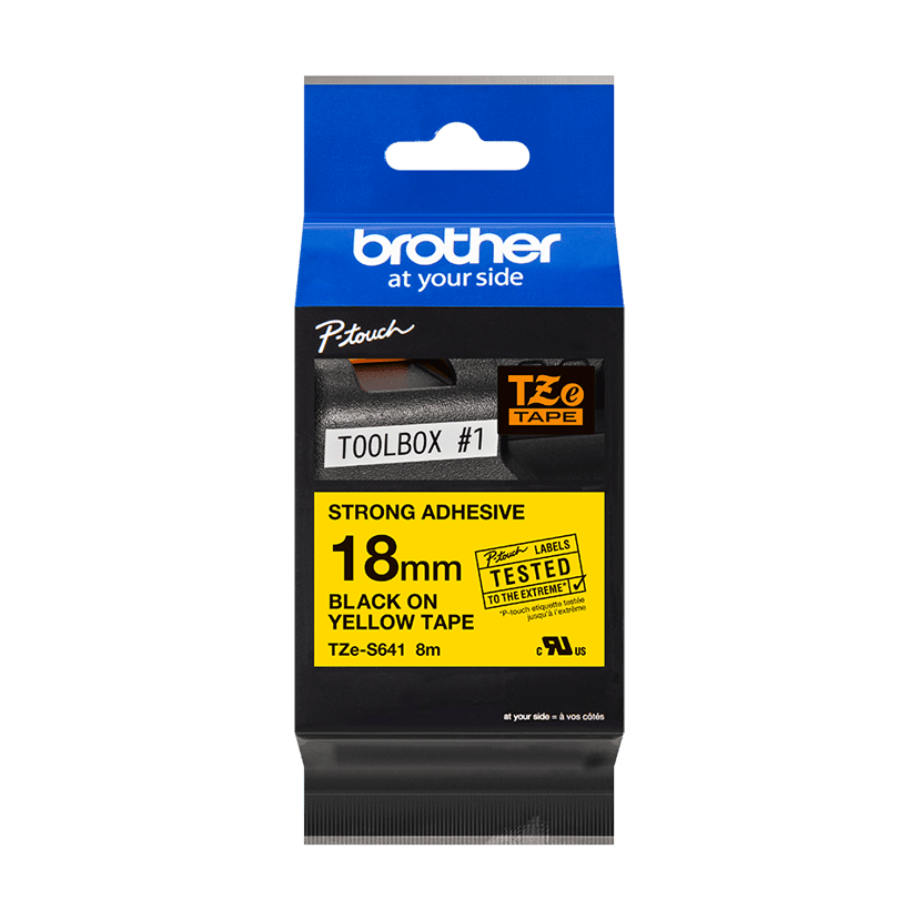 Brother Tape 18mm TZe-S641 Zwart/Geel Extra Sterk