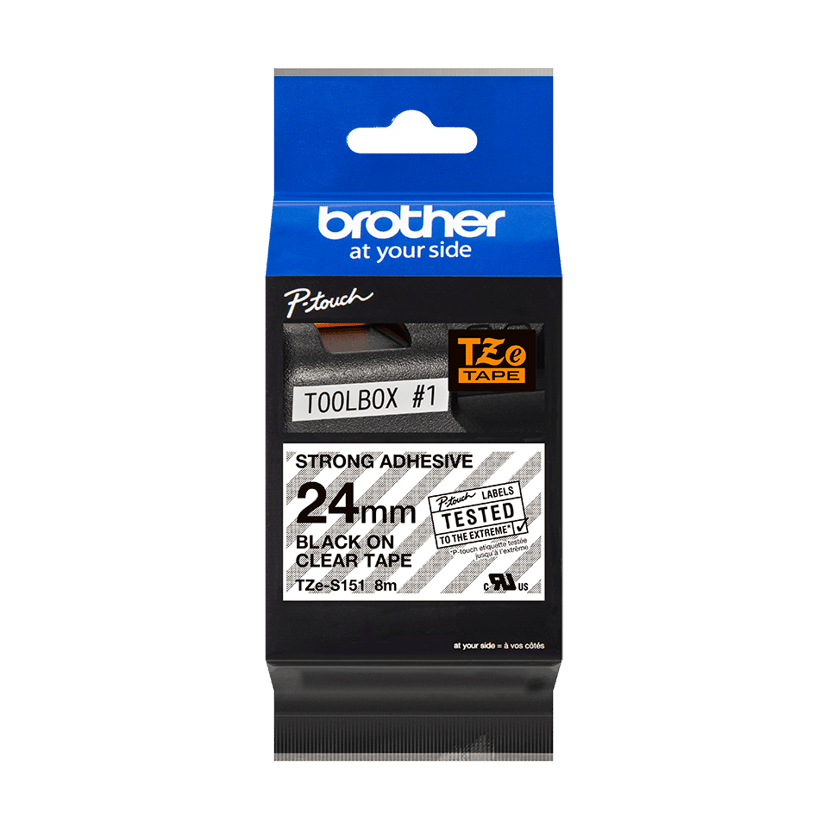Brother Tape 24mm TZe-S151 Svart/Transparent Extra Stark