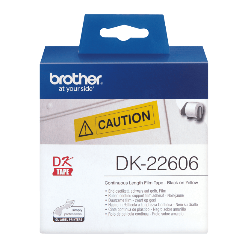 Brother Tape Plast 62mm x 15.24m Sort/Gul