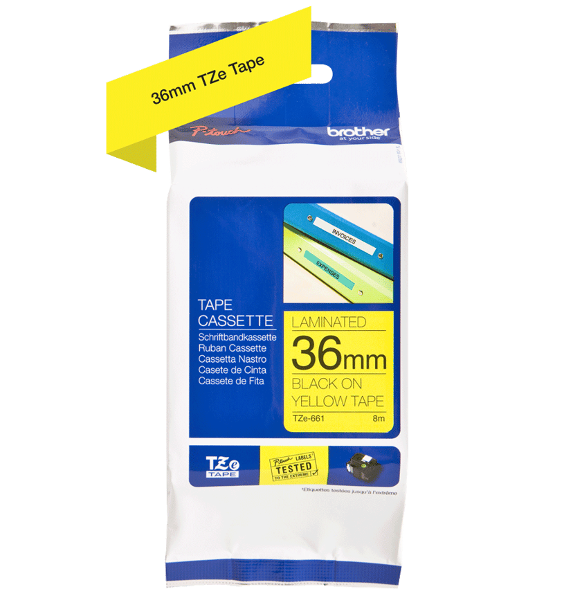 Brother Tape 36mm TZe-661 Sort/Gul