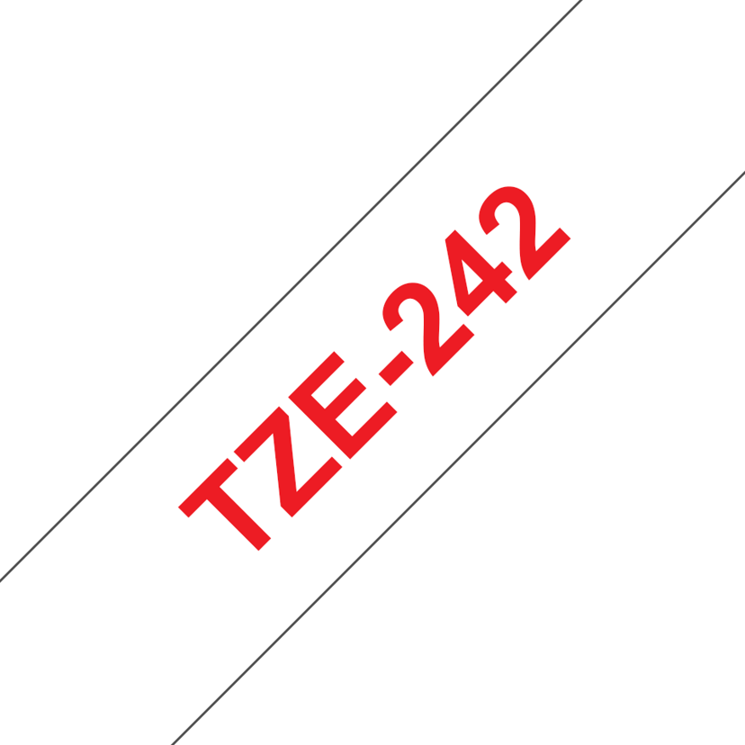 Brother Tape 18mm Tze-242 Röd/Vit