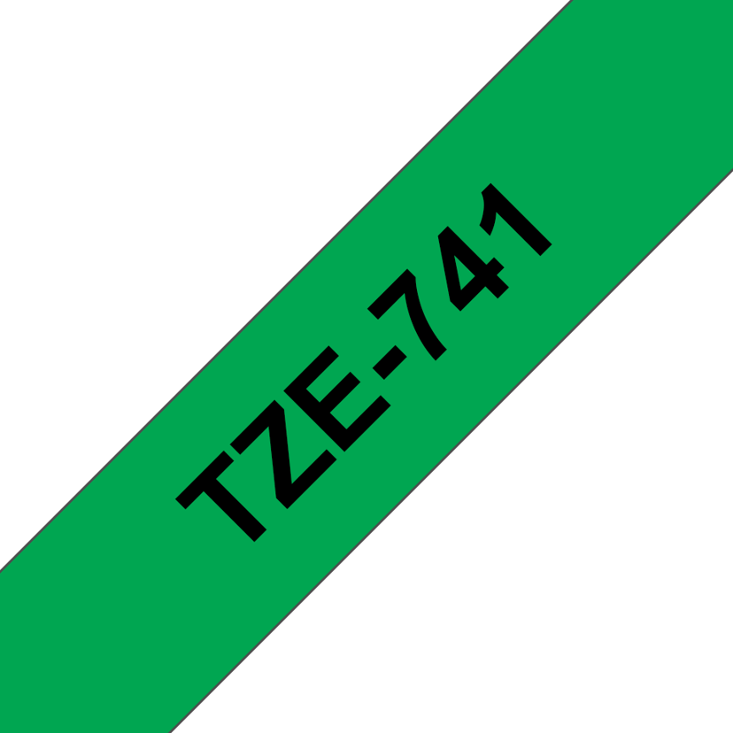 Brother Tape 18mm TZe-741 Zwart/Groen